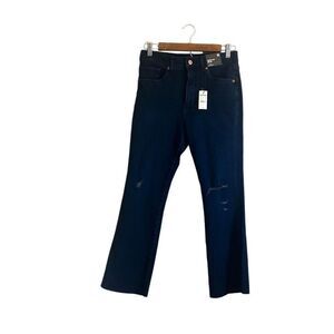 Express high rise hyper stretch cropped flare jeans size 6‎ Nwt
